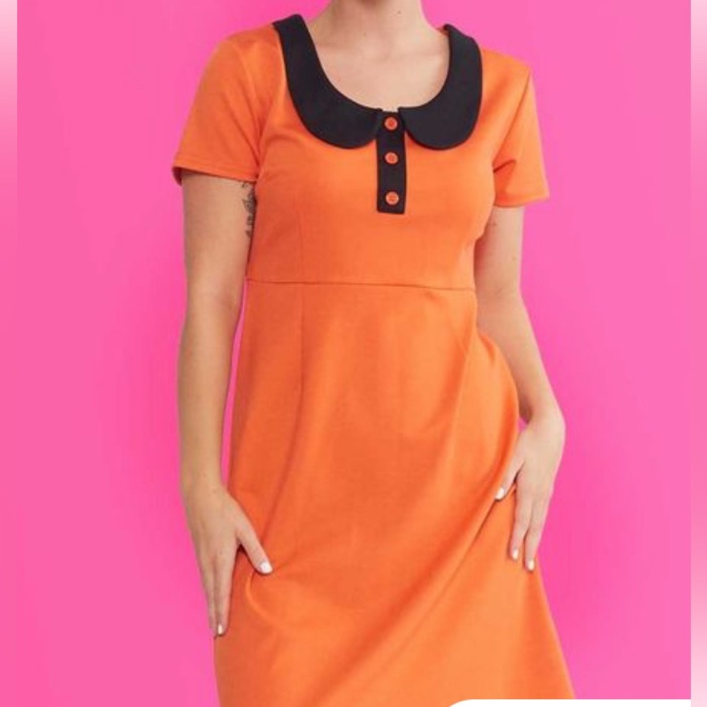Sourpuss Clothing Orange Peter Pan Collar Dress XL